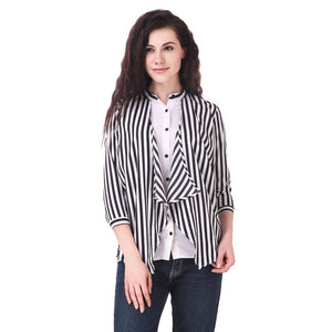 Fashionable Multicoloured Crepe Striped  Regular Length Shirt For Women