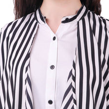 Load image into Gallery viewer, Fashionable Multicoloured Crepe Striped  Regular Length Shirt For Women