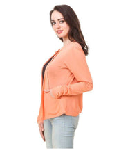 Load image into Gallery viewer, Stylish Orange Viscose Solid Regular Length Shrug For Women
