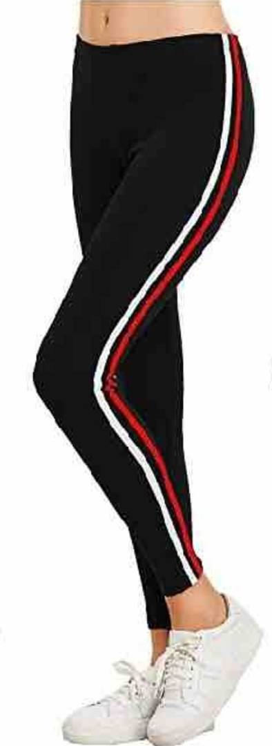 Women's Stylish Ankle Length Striped Black Jeggings