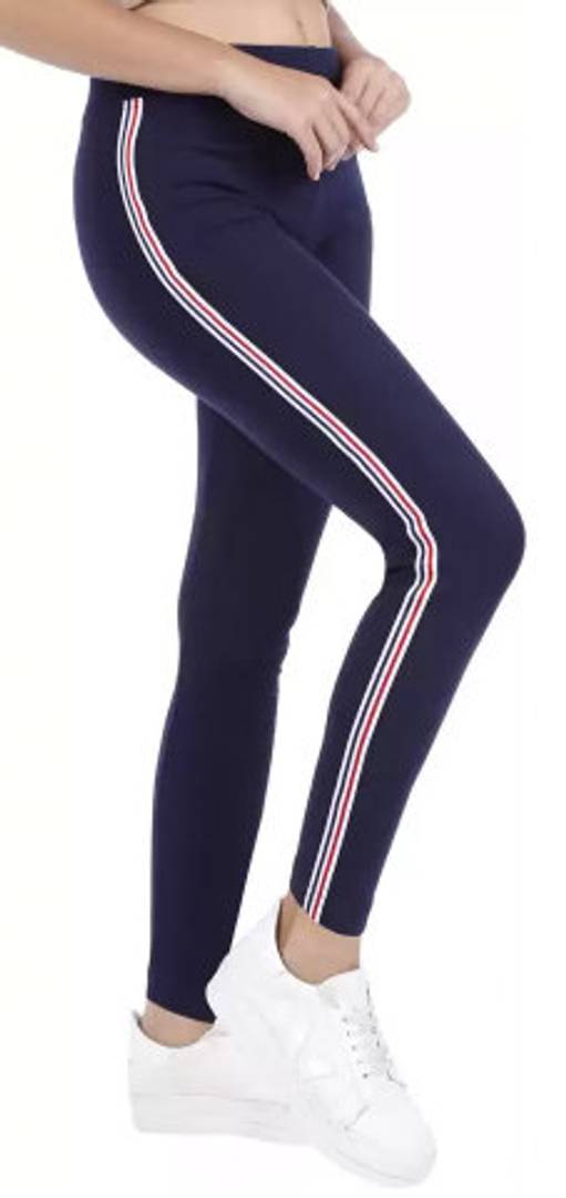 Women's Stylish Ankle Length Striped Navy Blue Jeggings