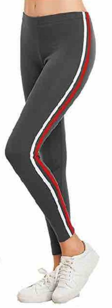 Women's Stylish Ankle Length Striped Charcole Black Jeggings