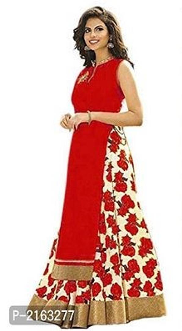 Red Floral Printed Art Silk Lehenga Choli