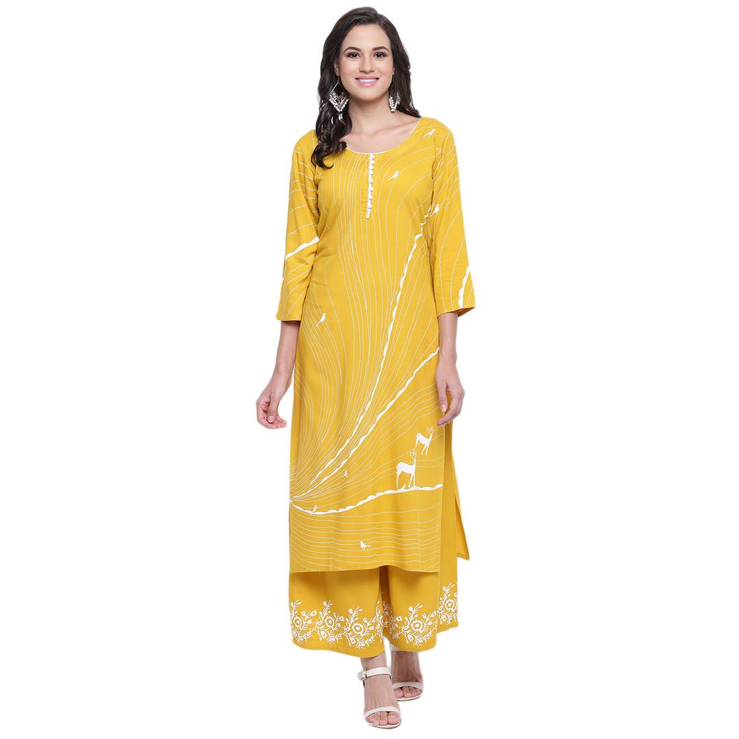 Women Rayon Kurta & Palazzo Set