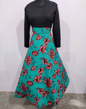 Load image into Gallery viewer, RBT- Turquoise upper flower print long dress