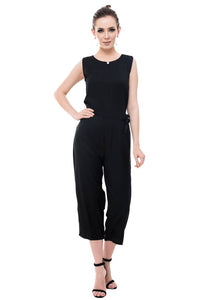 Trendy Black Rayon Fabric Regular Wear Jumpsuit For Women