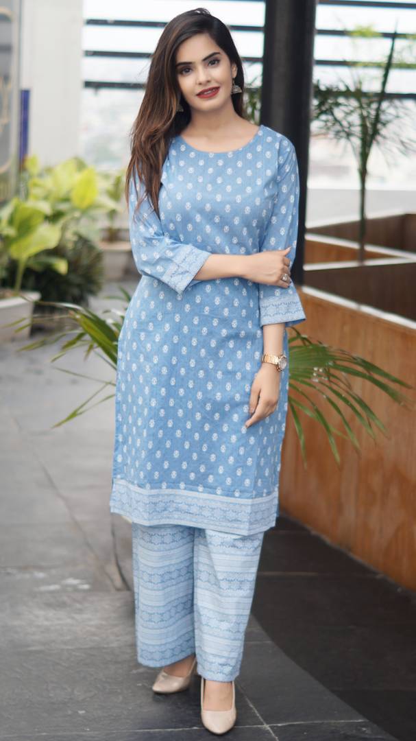Women's Cotton Kurta Palazzo Set