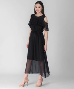 Women's Black Cold Shoulder Dress - SVB Ventures 