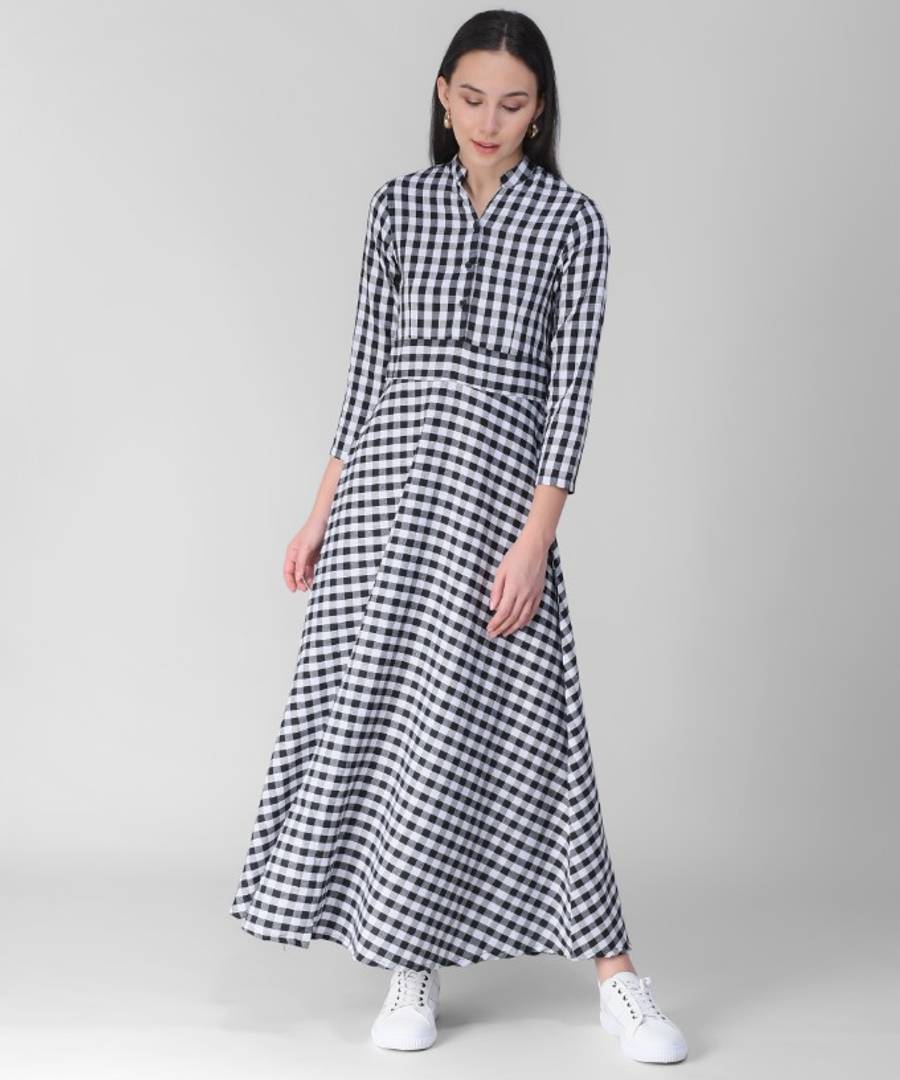 Women's Black Check Dress - SVB Ventures 