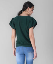 Load image into Gallery viewer, Women&#39;s Green Frill Top in Rayon - SVB Ventures 