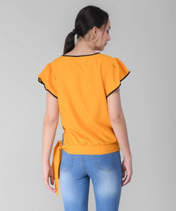 Women's Yellow Frill Top in Rayon - SVB Ventures 