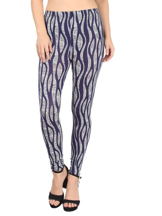 Trendy Synthetic Blue Printed Jeggings For Women