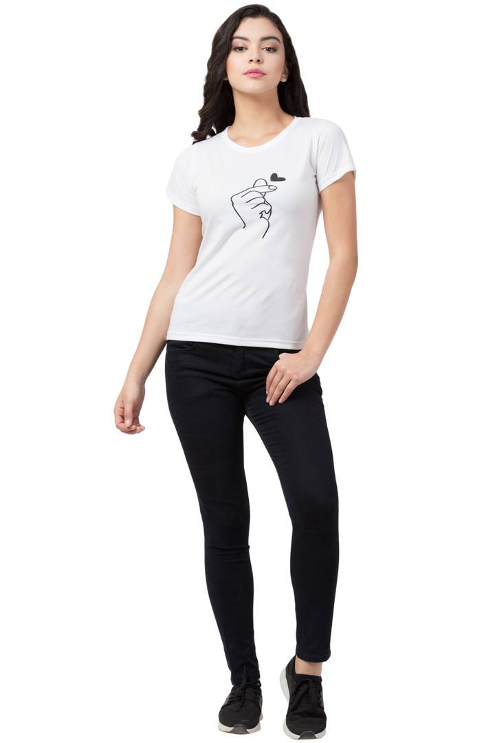 Stylish White Cotton Blend Printed T-Shirt For Women - SVB Ventures 