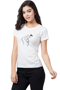 Stylish White Cotton Blend Printed T-Shirt For Women - SVB Ventures 