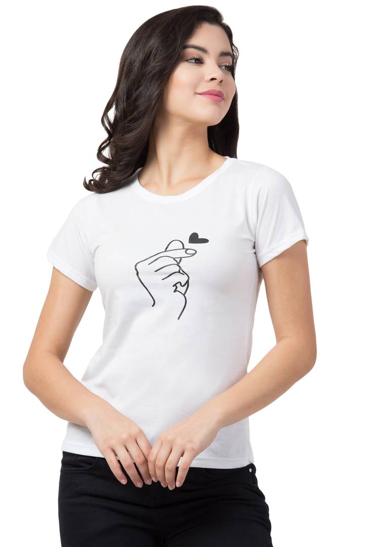 Stylish White Cotton Blend Printed T-Shirt For Women - SVB Ventures 