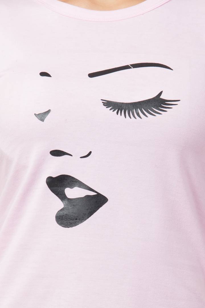 Stylish Pink Cotton Blend Printed T-Shirt For Women - SVB Ventures 