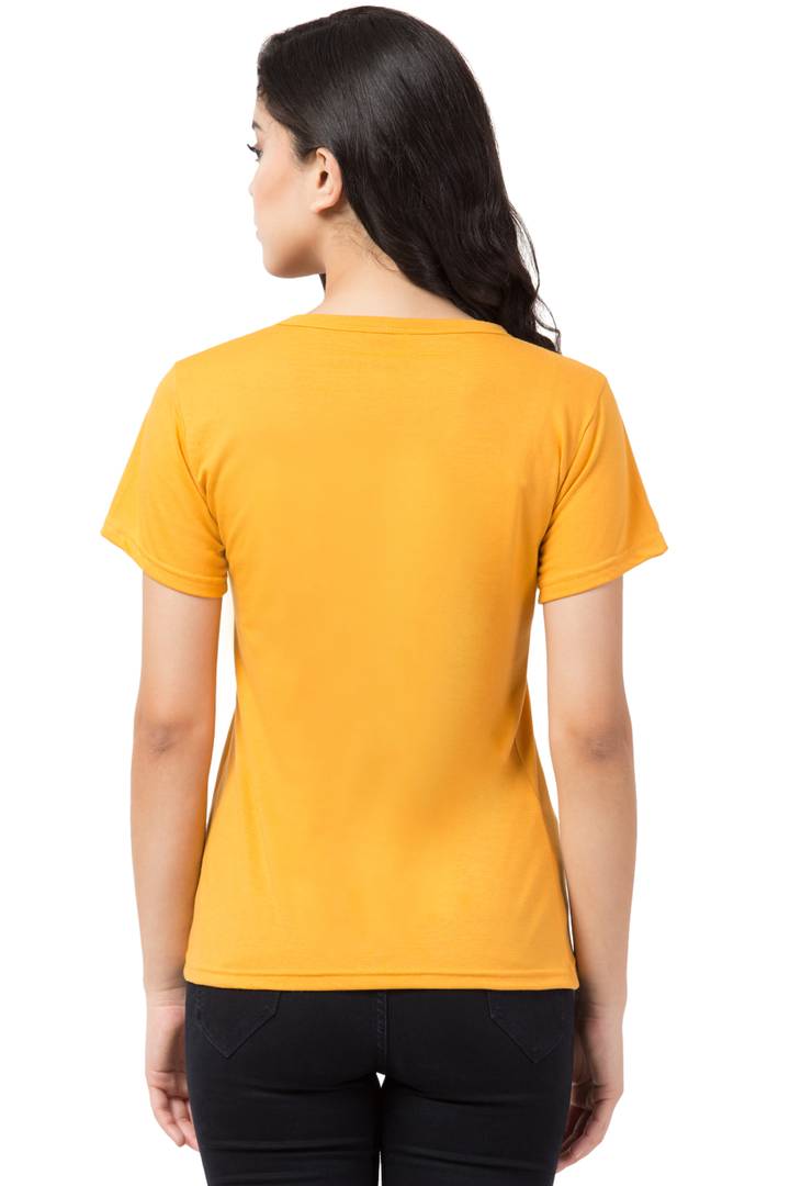Stylish Yellow Cotton Blend Printed T-Shirt For Women - SVB Ventures 