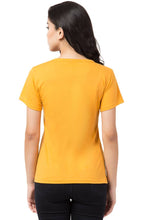 Load image into Gallery viewer, Stylish Yellow Cotton Blend Printed T-Shirt For Women - SVB Ventures 