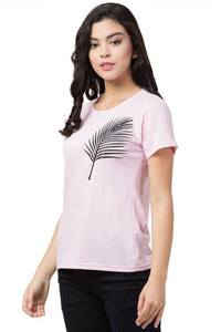 Stylish Pink Cotton Blend Printed T-Shirt For Women - SVB Ventures 
