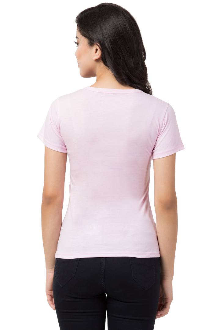 Stylish Pink Cotton Blend Printed T-Shirt For Women - SVB Ventures 