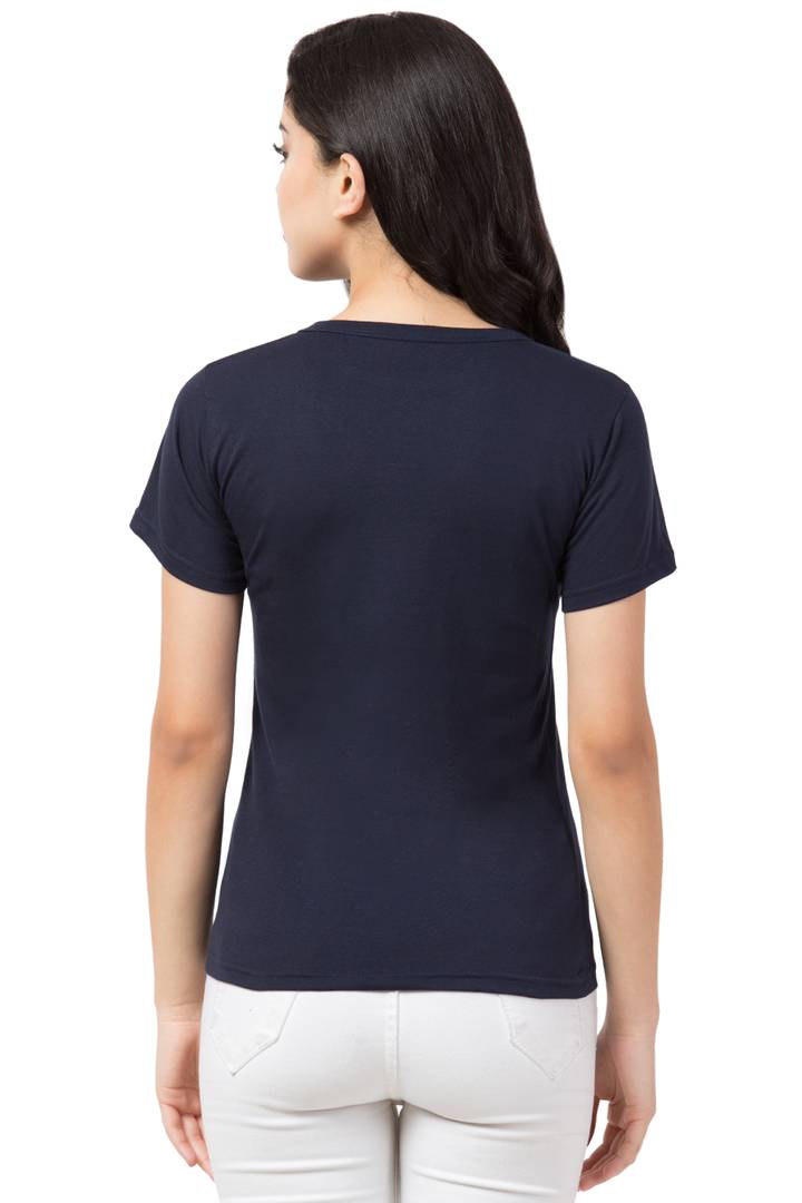 Stylish Blue Cotton Blend Printed T-Shirt For Women - SVB Ventures 