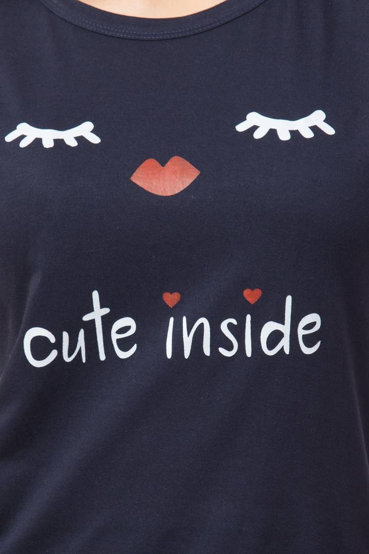 Stylish Blue Cotton Blend Printed T-Shirt For Women - SVB Ventures 