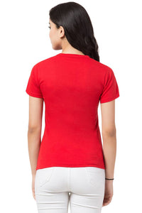 Stylish Red Cotton Blend Printed T-Shirt For Women - SVB Ventures 