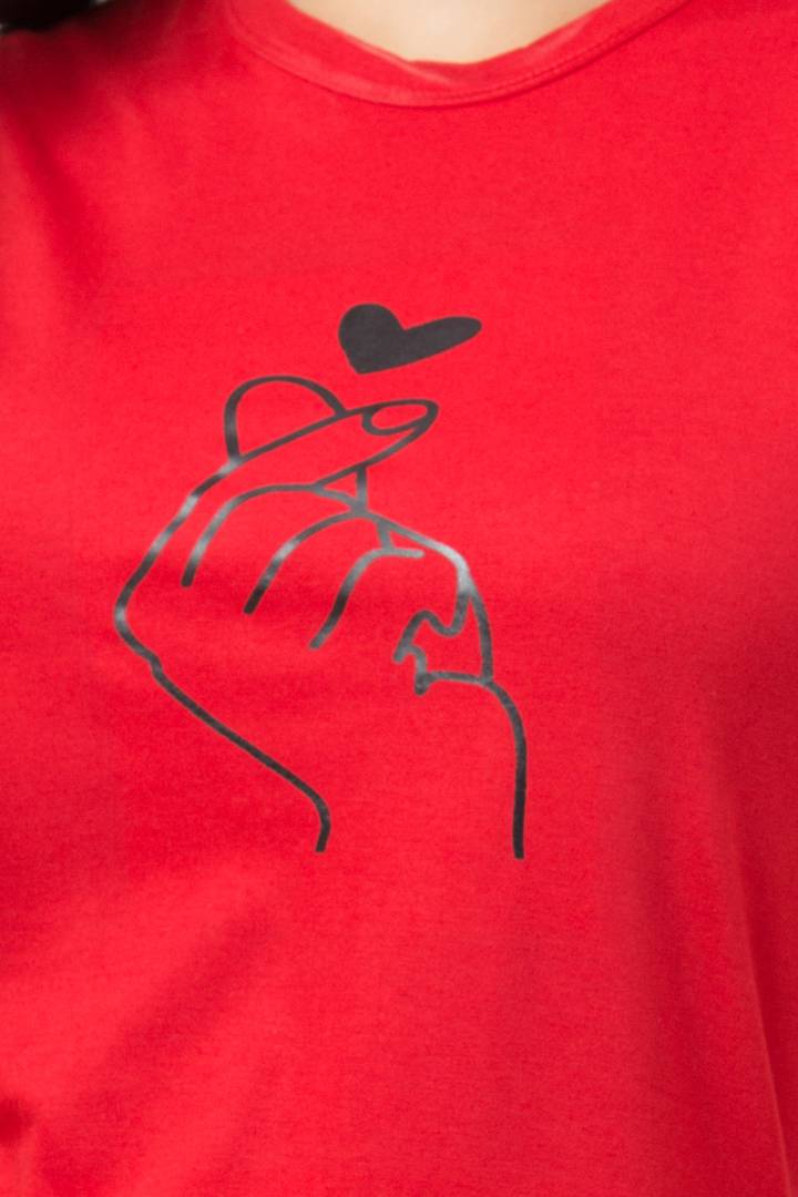 Stylish Red Cotton Blend Printed T-Shirt For Women - SVB Ventures 