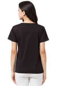 Stylish Black Cotton Blend Printed T-Shirt For Women - SVB Ventures 