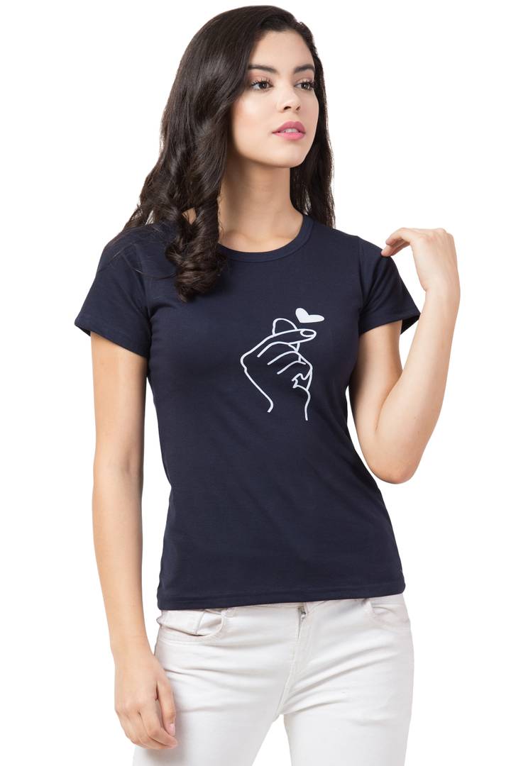 Stylish Blue Cotton Blend Printed T-Shirt For Women - SVB Ventures 