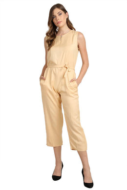 Solid Beige Jumpsuit for women