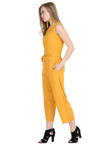 Solid Yellow Jumpsuit for women