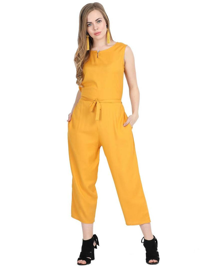 Solid Yellow Jumpsuit for women
