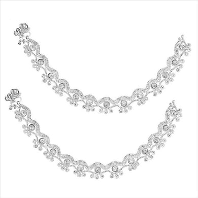 Attractive Brass Silver Pair Of Anklets