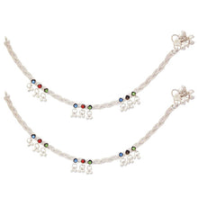 Load image into Gallery viewer, Rope Designed Brass Silver with Multi Color Stone Anklets