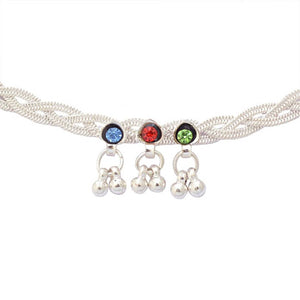 Rope Designed Brass Silver with Multi Color Stone Anklets