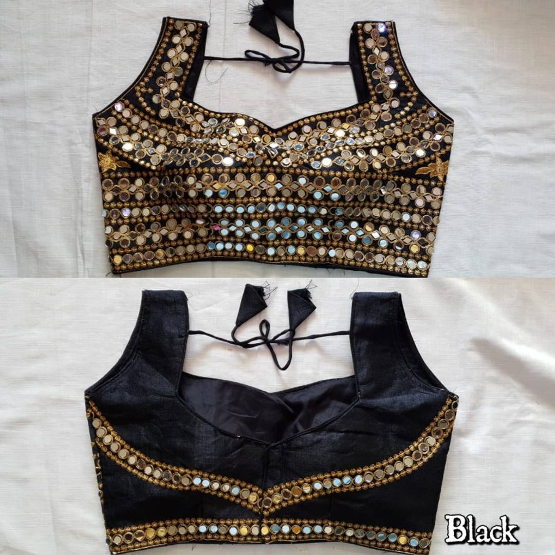 Fentam Silk Thread Zari With Mirror Hand Embroidery Work Stitched Blouse