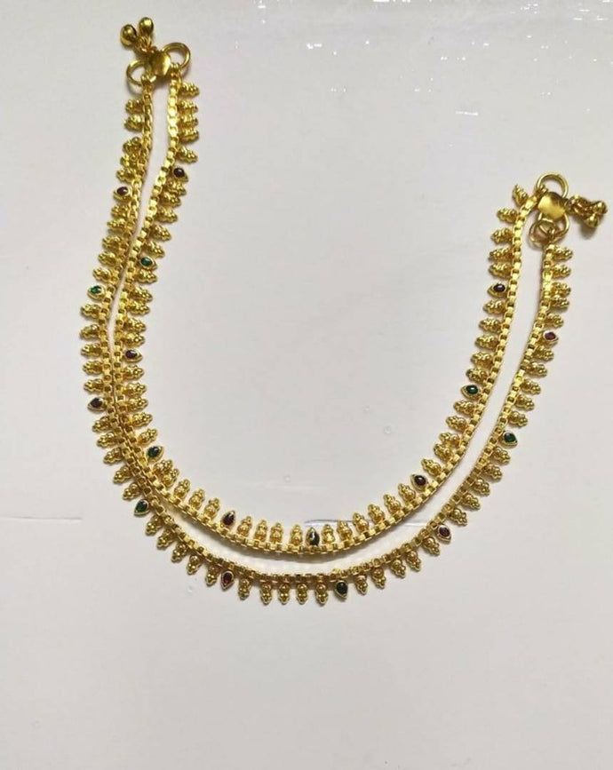 Traditional Gold Plated Anklets Pair