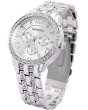 Load image into Gallery viewer, Rhinestone Collection Stainless Steel Strap SILVER Colour Men And Women Watches