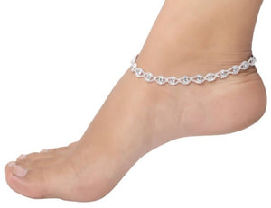 Silver Plated with White Stone Anklet