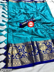 new designer banarsi cotton silk saree with blouse