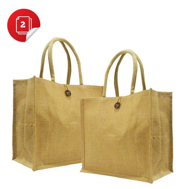 Eco-Friendly Jute Bags with Padded Handles (Pack of 2)