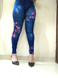 Denim Blue Stretchable Cotton Lycra Women Jegging