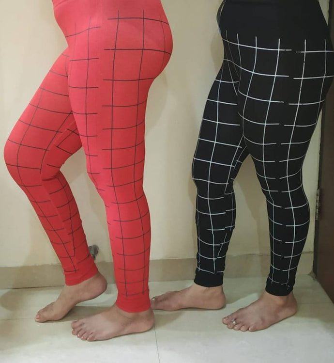 Fashion Trendy Check Stretchable Cotton Lycra Jeggings