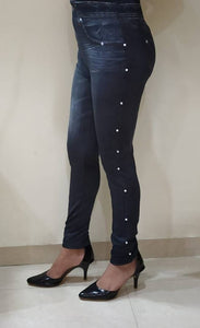 Fashion Trendy Stretchable Pearls Lycra Jeggings