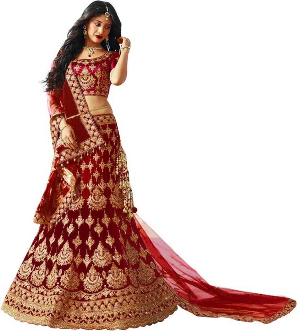 Embroidered Semi Stitched Lehenga, Choli and Dupatta Set