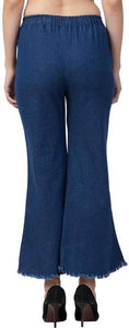 Women's Stylish Blue Solid Denim Mid-Rise Jeans