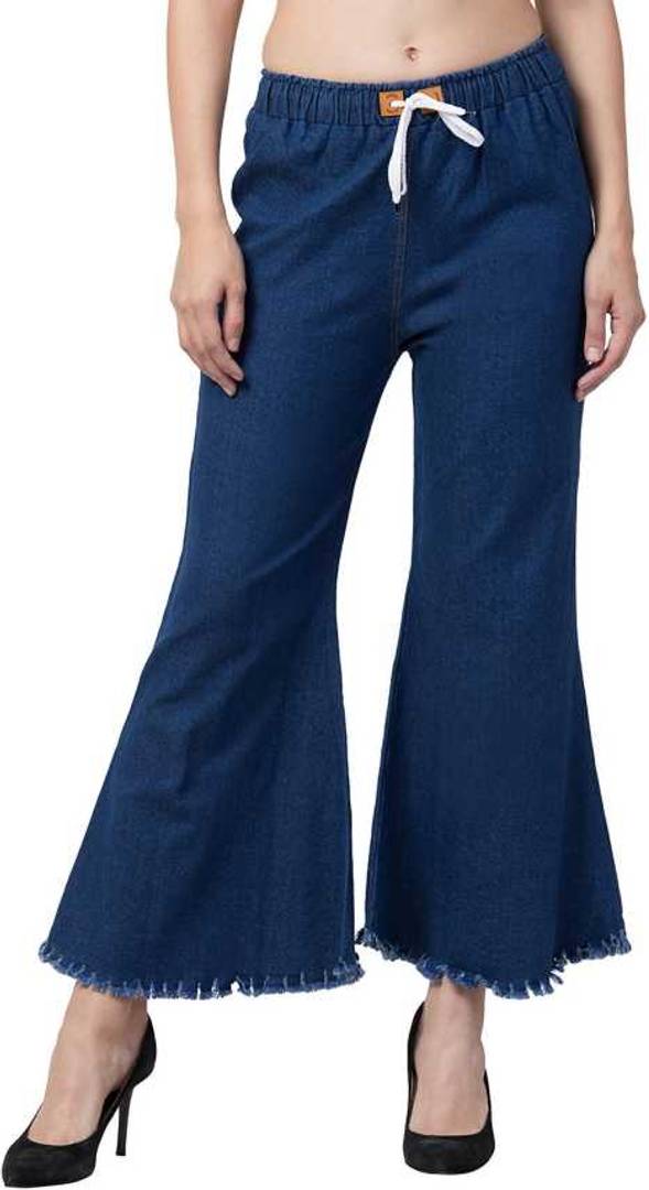 Women's Stylish Blue Solid Denim Mid-Rise Jeans