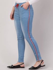Women's Stylish Blue Faded Denim Mid-Rise Jeans