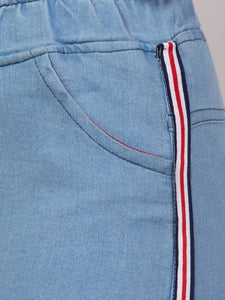 Women's Stylish Blue Faded Denim Mid-Rise Jeans